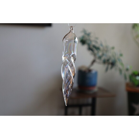 Lot 11 Handblown Clear Thin Glass Iridescent Christmas Tree Ornament Icicle Ball - Picture 12 of 12
